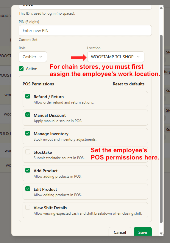 Staff accounts and permissions